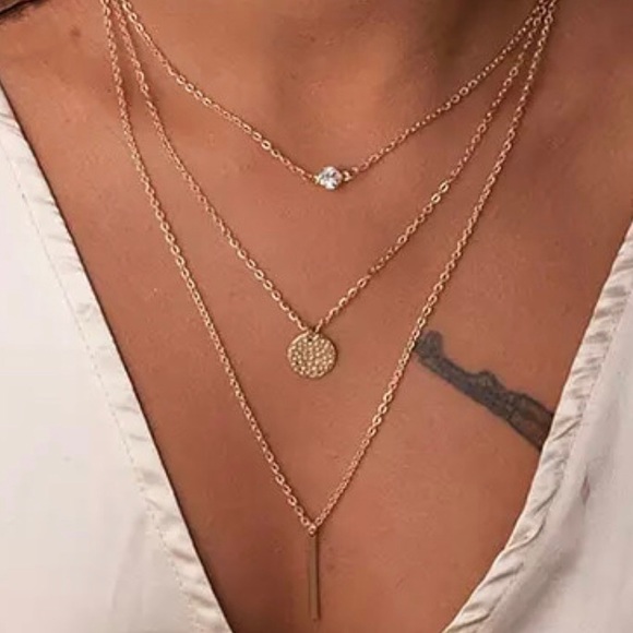 Jewelry - 3 for $25⚡️crystal bar coin multilayer necklace